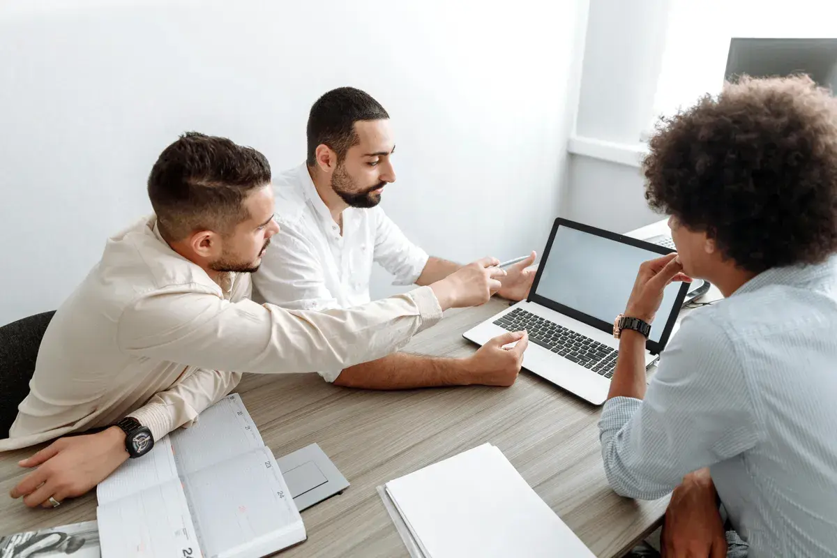 Mortgage advisors having a meeting