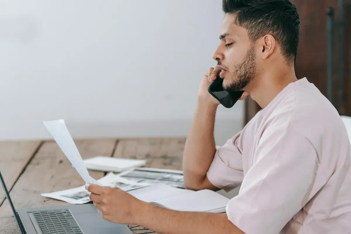 Homebuyer speaking on smartphone